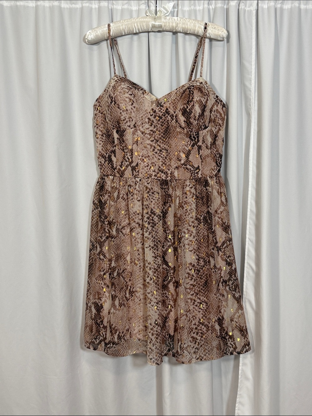 Xhilaration Taupe Snake-Print Spaghetti Strap Mini Dress